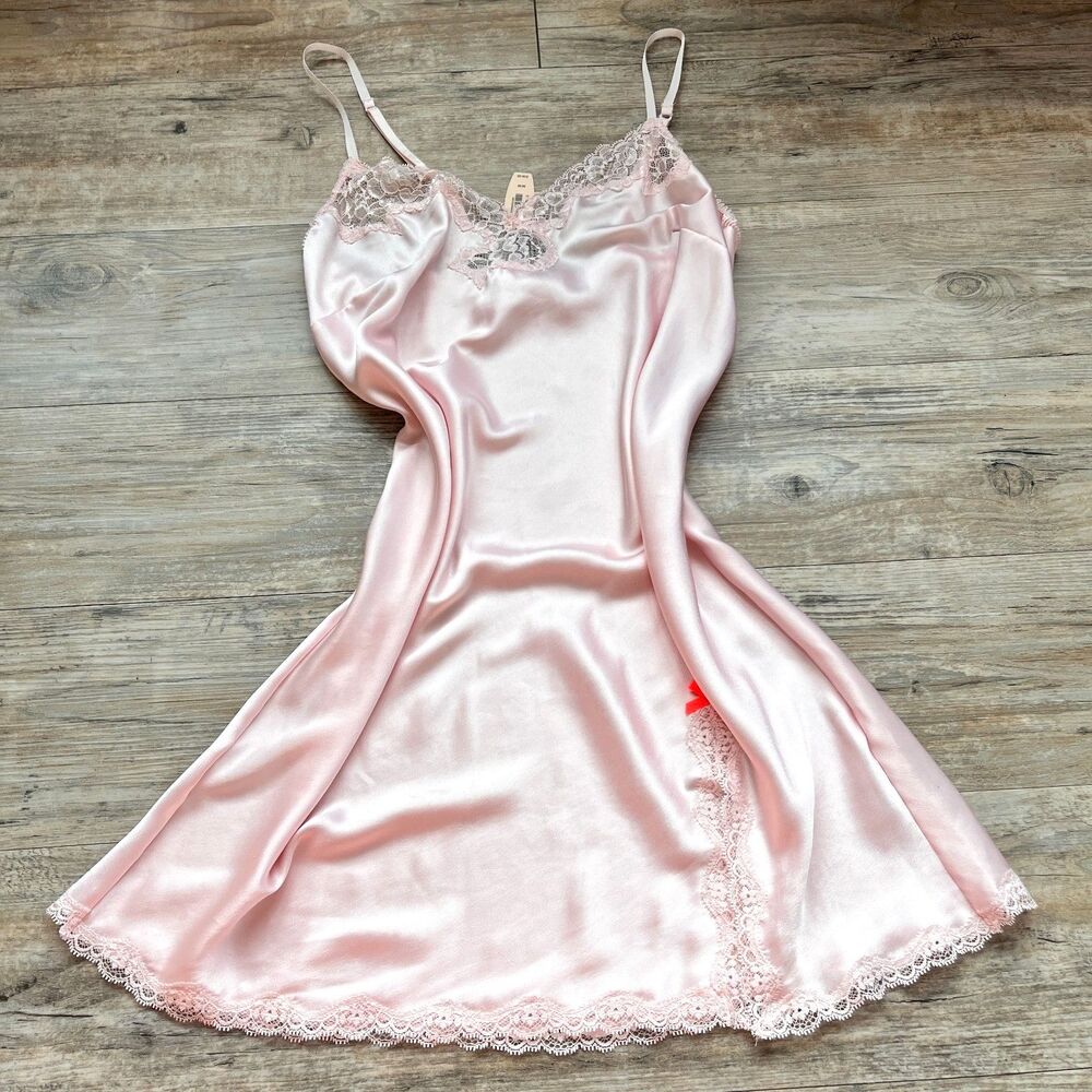 Victoria’s Secret Pink Satin Lace Slip Dress NWT Medium Vintage Y2K Vintage Cute